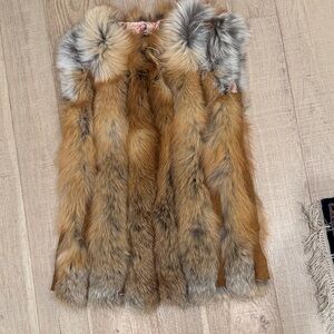 Real Fox Fur Vest in Brown and Gray